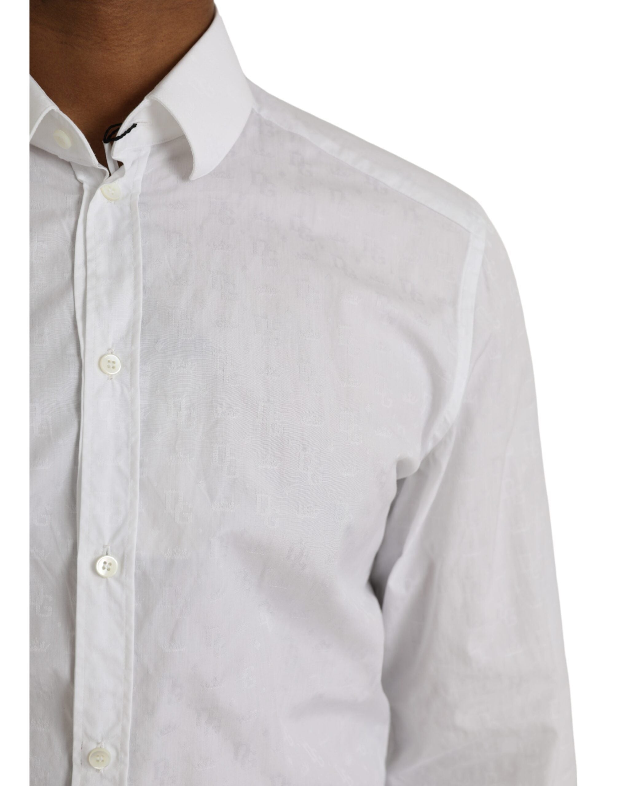 Dolce & Gabbana Weißes langärmeliges Baumwollhemd GOLD